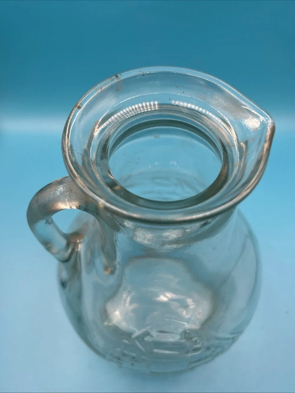 Clear Embossed pirate ship Glass Pitcher with Handle